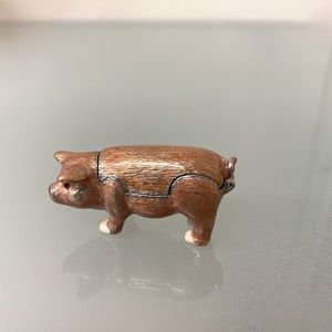 Villager Pink Enamel Pig Trinket Box